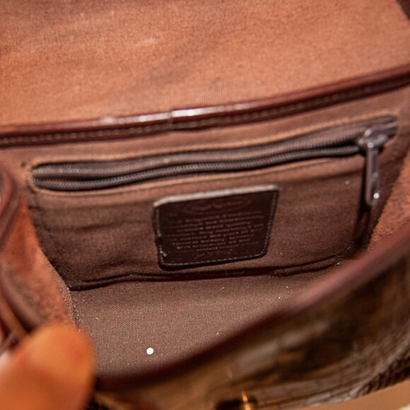 Vintage Brighton Brown Leather Alligator print Cross body bag - Picture 4 of 5